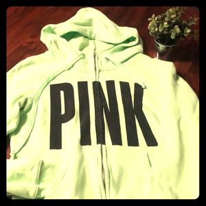 Lime Green VS Pink zip-up hoodie. Size s